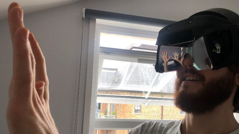 Me trying the North Star headset for the first time