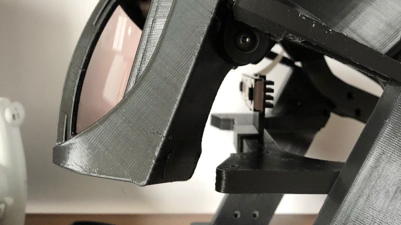 North Star headset with T261 being calibrated using the original stand