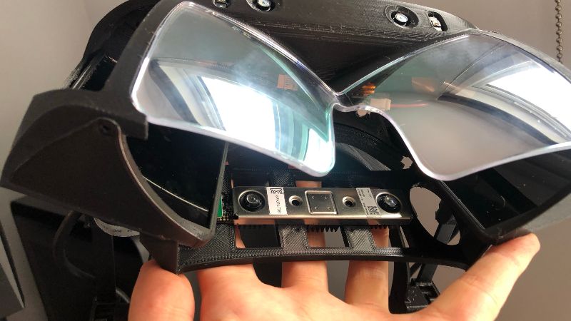 Front view of the North Star headset with T261 being calibrated using the new hybrid calibrator