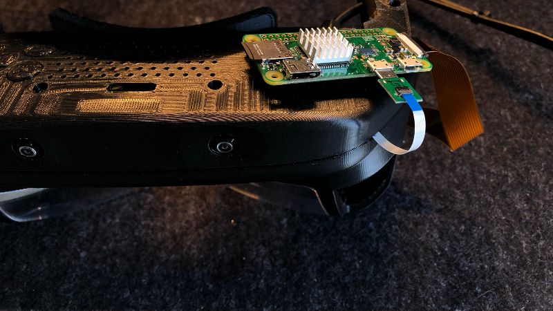 Front view of North Star headset with a Pi Zero Cam setup